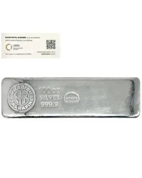 100 oz Nadir .9999 Silver Bar