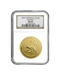 2004 1 oz Australia Lunar Monkey .9999 Gold Coin (NGC MS69)