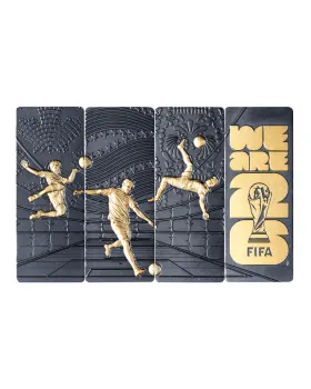 2026 1oz Samoa FIFA Edgeless .999 Silver Antique Gold Plated 4 Coin set