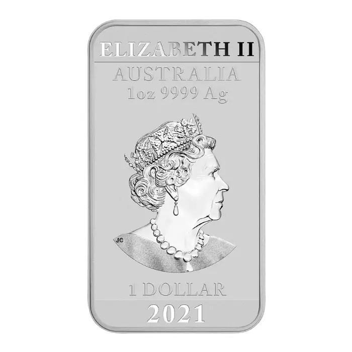 2021 1 oz Australia Dragon .9999 Silver Rectangular BU Coin