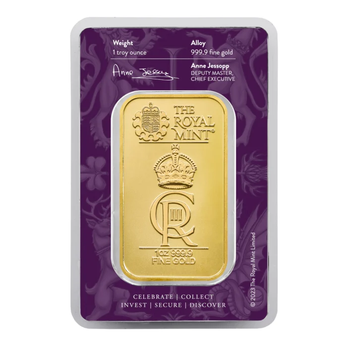 1 oz The Royal Mint Royal Celebration .9999 Gold Bar