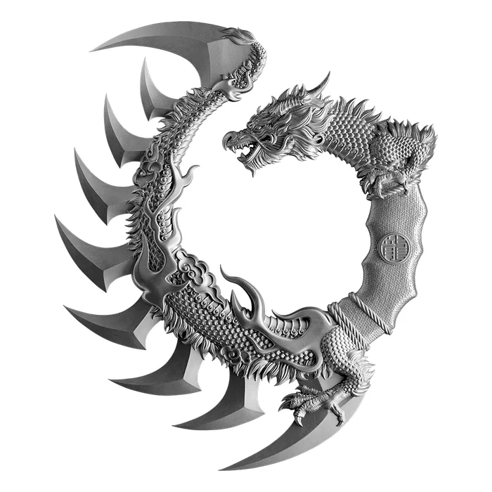 2026 薩摩亞龍爪彎刀.999仿古超高浮雕銀幣5盎司