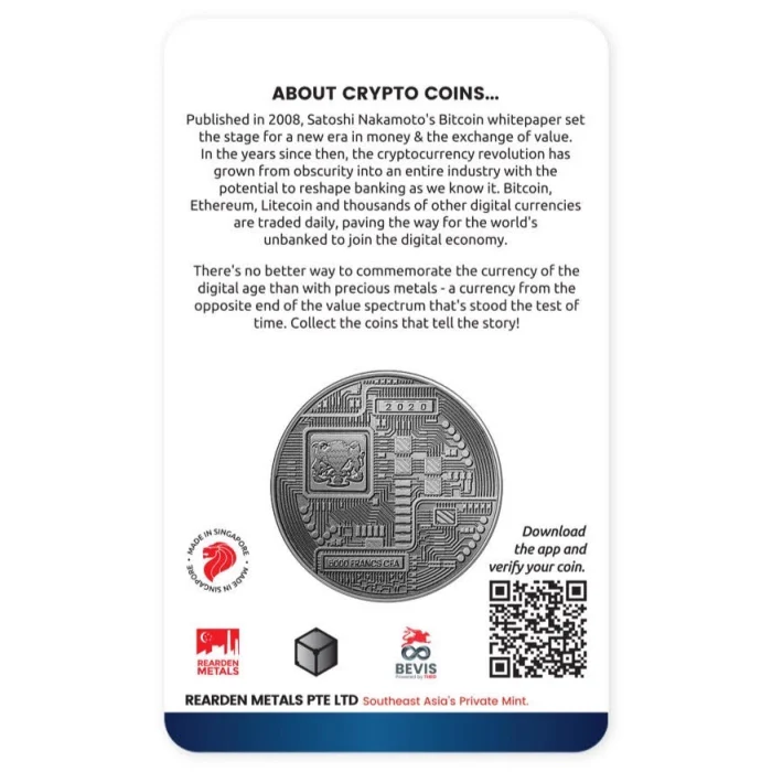 2020 1 oz Chad Crypto Series - Bitcoin .999 Silver Antique Coin 2020 1 oz Chad Crypto Series - Bitcoin .999 Silver Antique Coin