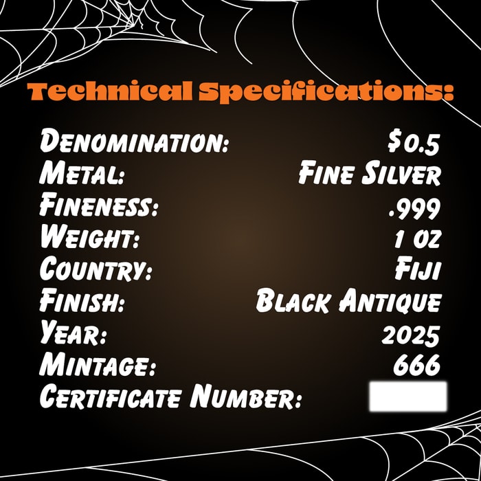 2025 1oz Fiji Halloween .999 Silver Coloured High Relief Black