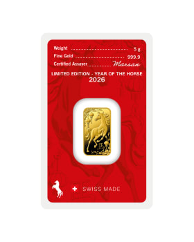 2026 5 gram Argor Heraeus Lunar Year of the Horse .9999 Gold Bar (In Assay)