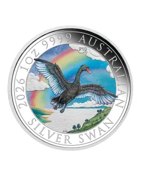 【純銀9999 2026年発行・スワン】オーストラリア発 2026 1oz Australia 10th Anniversary Swan .9999 Silver Coloured