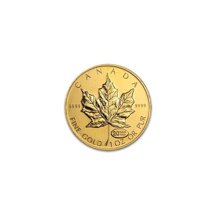 1999 1 oz Canada Maple Leaf 20 Years ANS Privy .9999 Gold BU