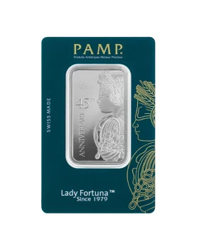 1 oz Pamp Suisse 45th Anniversary of Lady Fortuna  .999 Silver Bar