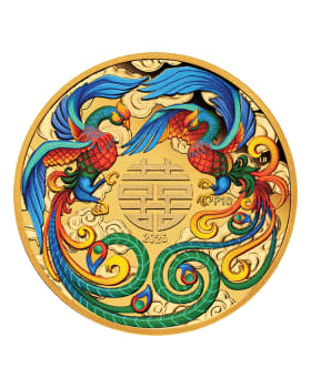 2026 1oz Australia Chinese Myths and Legends - Double Phoenix .9999 Gold Coloured Proof Coin