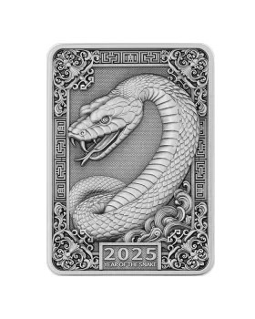 2025 5oz Fiji Snake .999 Silver High Relief Antique Coin Bar