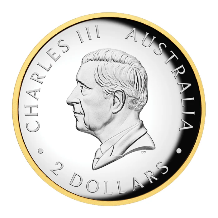 2025 2oz Australia Kookaburra .9999 Silver High Relief Gilded