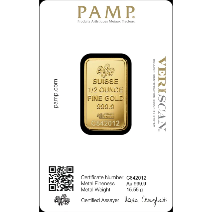 1/2 oz Pamp Suisse Lady Fortuna .9999 Gold Bar (In Assay)