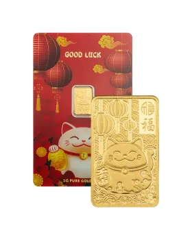 1 gram Pamp Suisse Lucky Cat .9999 Gold Proof like Bar