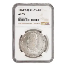 1817 玻利維亞PTS PJ 8雷亞爾銀幣(NGC AU55) (編號6971281-009)