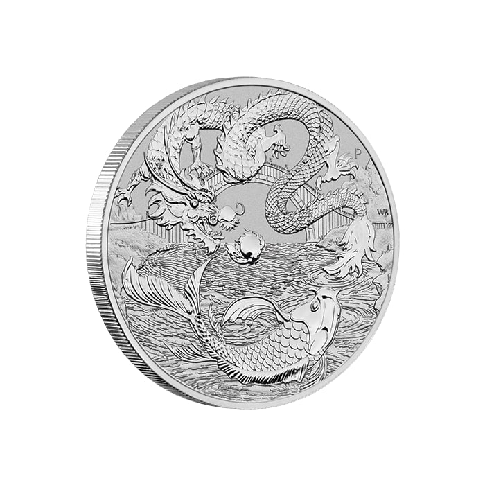 2023澳洲中國神話傳說-龍與錦鯉.9999銀幣1盎司