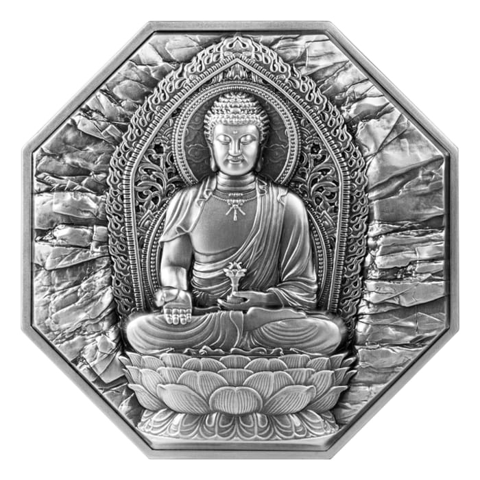 2025 乍得共和國八大守護神- 阿彌陀佛.999雙金屬高浮雕仿古銀幣33.5盎司