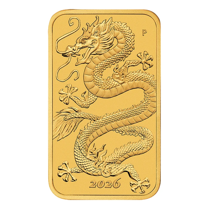 2026 1 oz Australia Dragon .9999 Gold Rectangular Coin