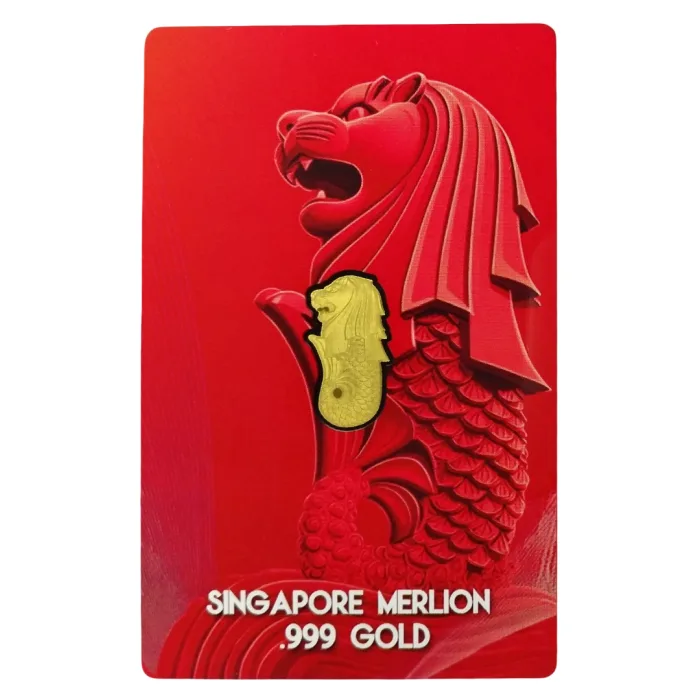 Excellenos マーライオン 1/1000 oz .999 Gold Shaped Merlion (In Card)