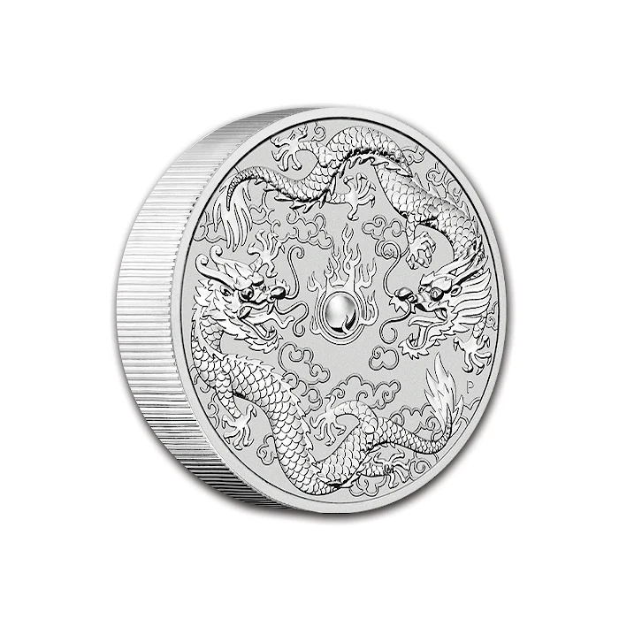 2021 10 oz Australia Double Dragon .9999 Silver BU Coin
