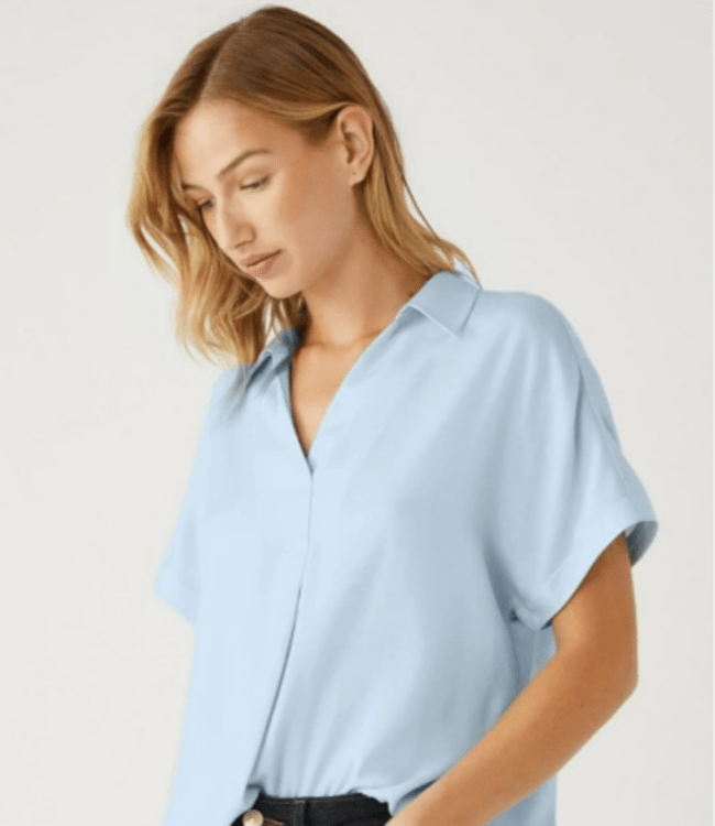 Sky Blue V-Neck Blouse - Effortless Style