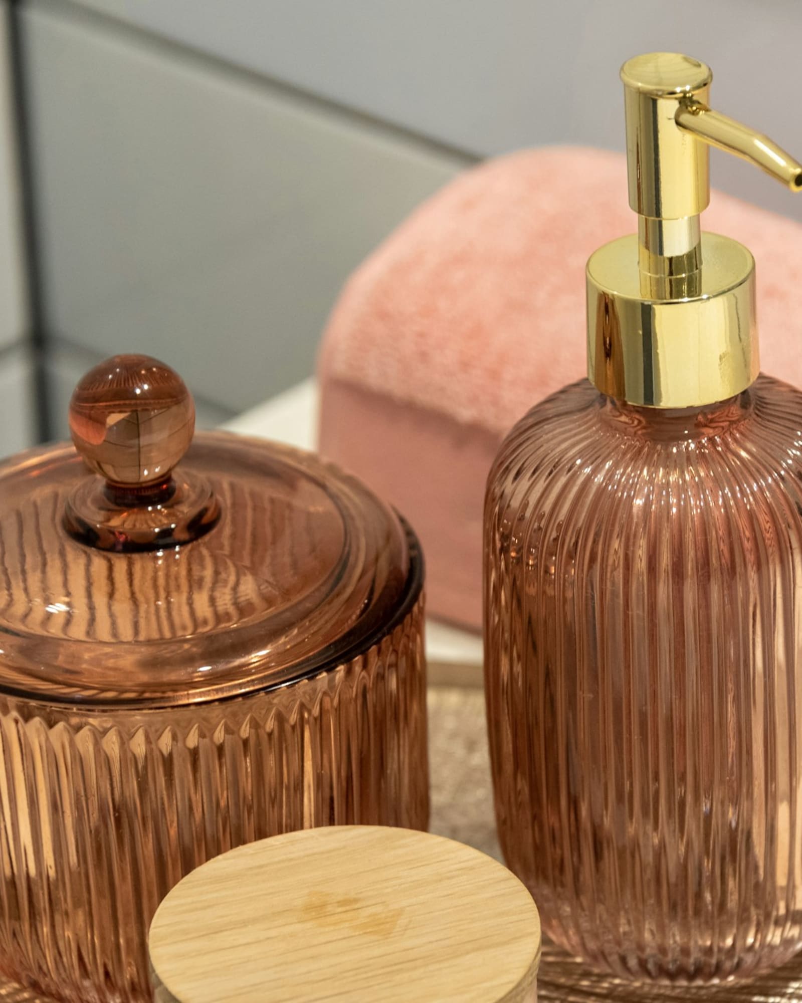 Ribbed Glass Soap Dispenser