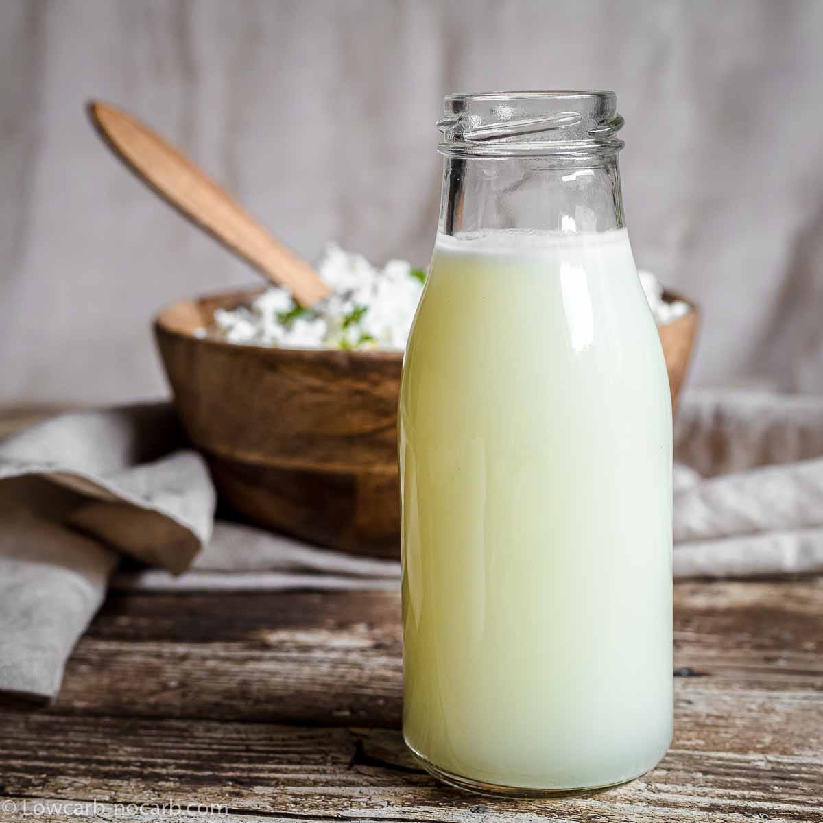 A refreshing bottle of whey water, symbolizing health and immunity boost.