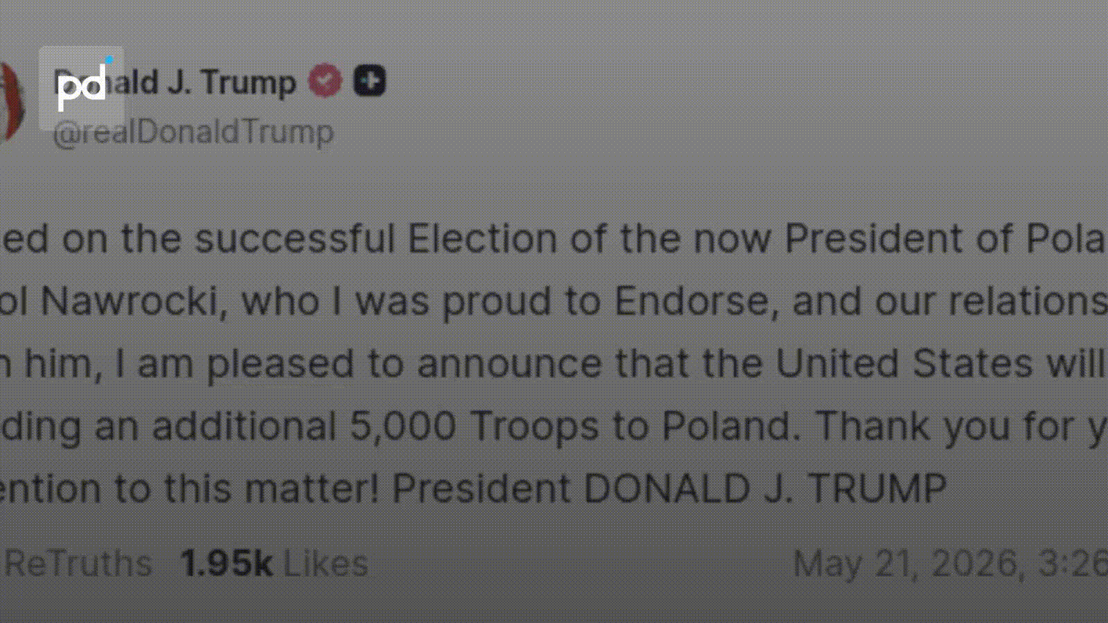Trump Sends 5,000 Extra Troops to Poland After Nawrocki Election Win