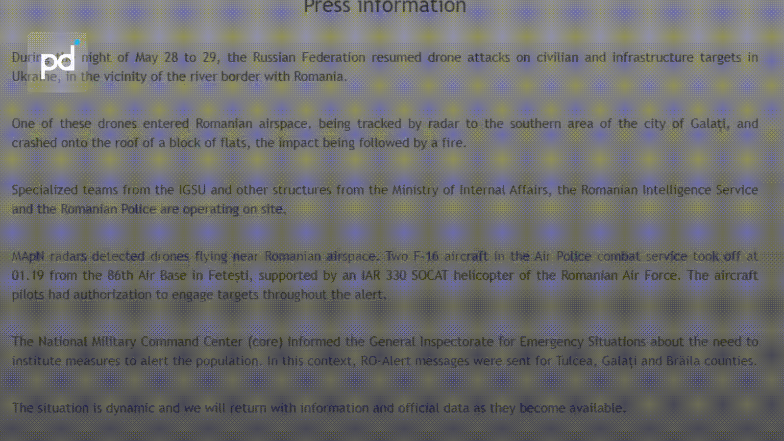 Russian Attack Drone Strikes Romanian City of Galați, Hits Residential Block