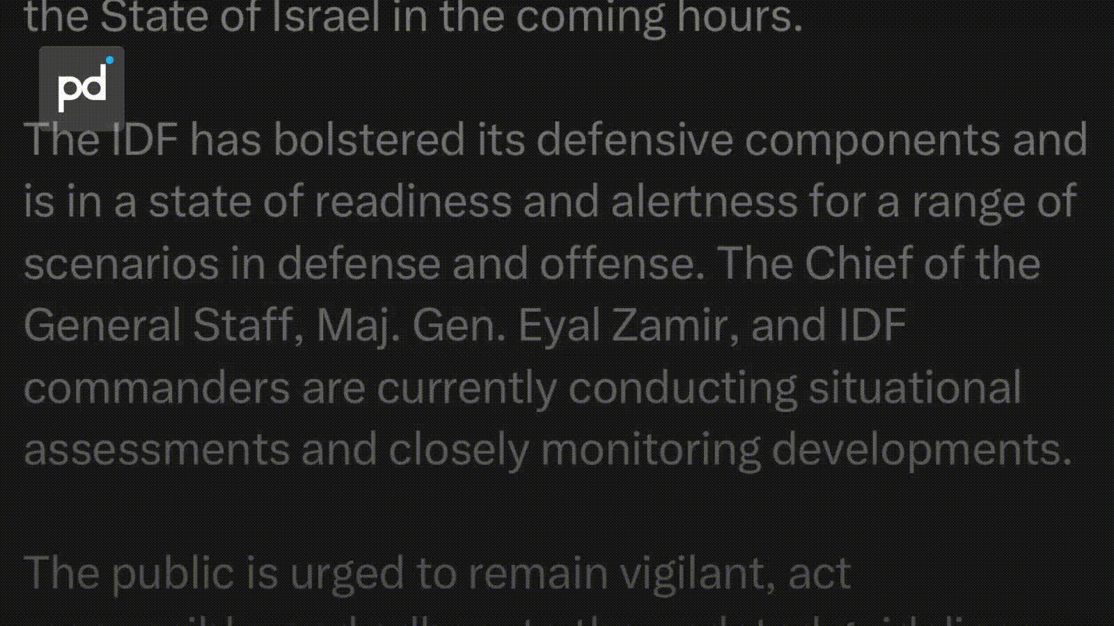 IDF Declares Incoming Fire Alert for Israel as OTP5 Clock Runs
