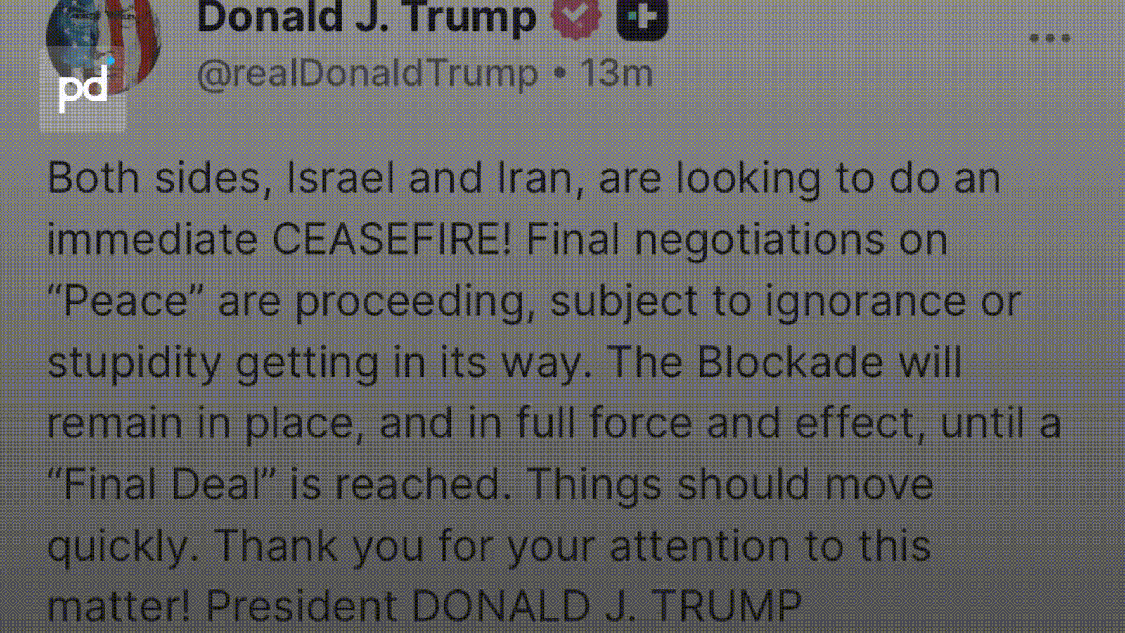 Trump Claims Both Sides Seek Ceasefire as Strikes Continue, Blockade Stays