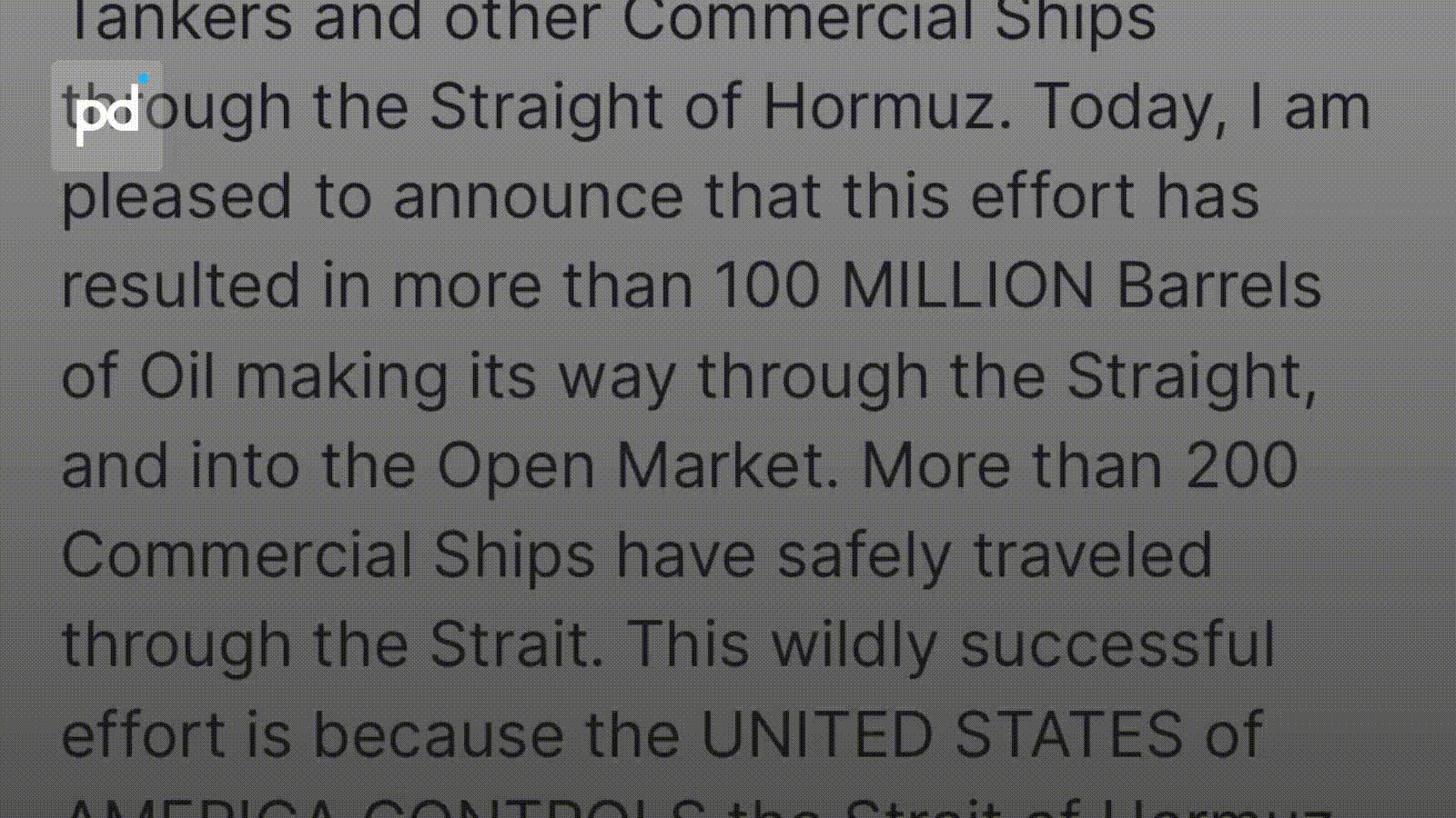 Trump Claims 200+ Vessels Safely Escorted Through Hormuz Since Mission Start