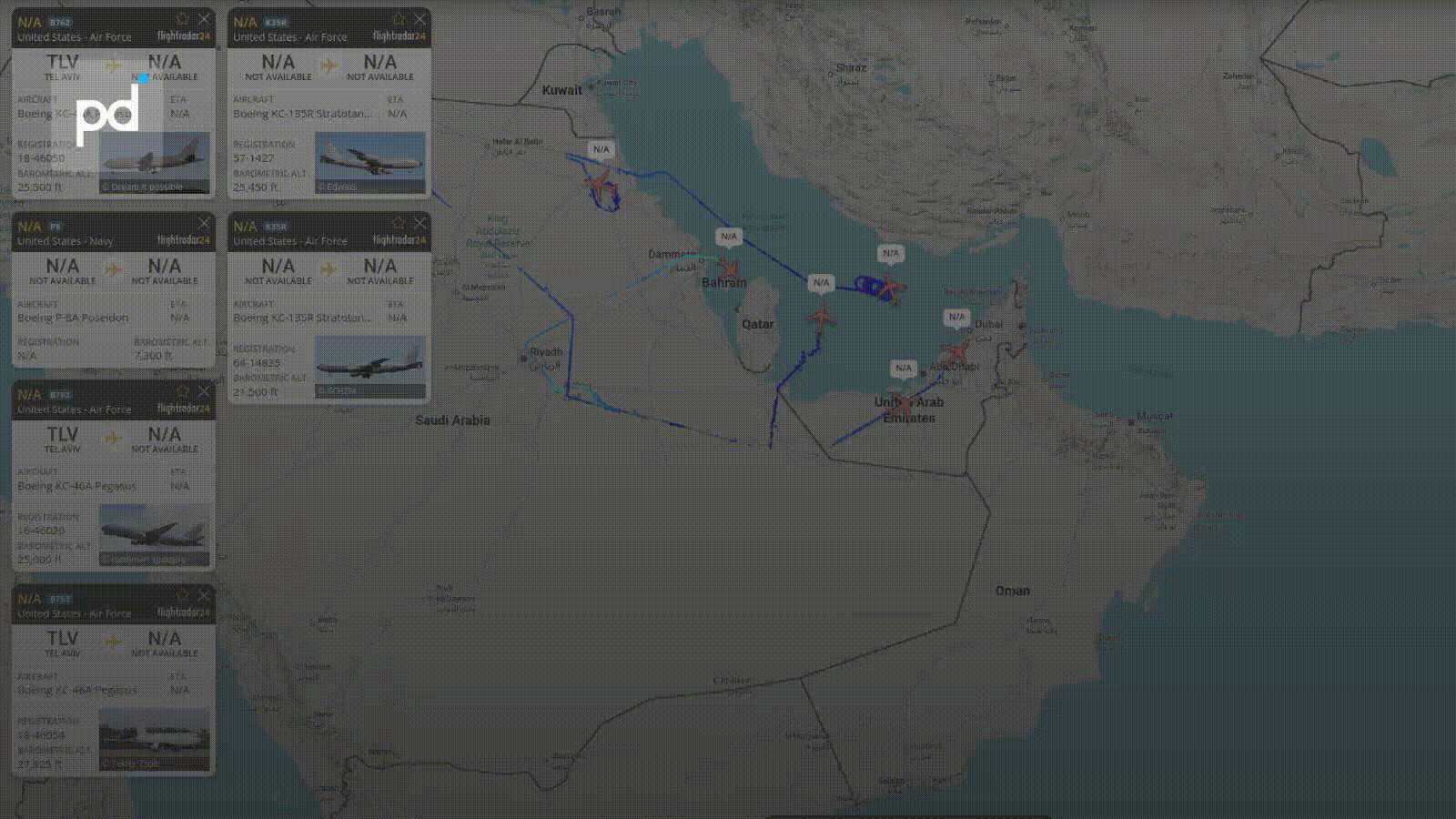 US Tankers and Navy ISR Aircraft Mass Over Hormuz as Trump Meets Security Team