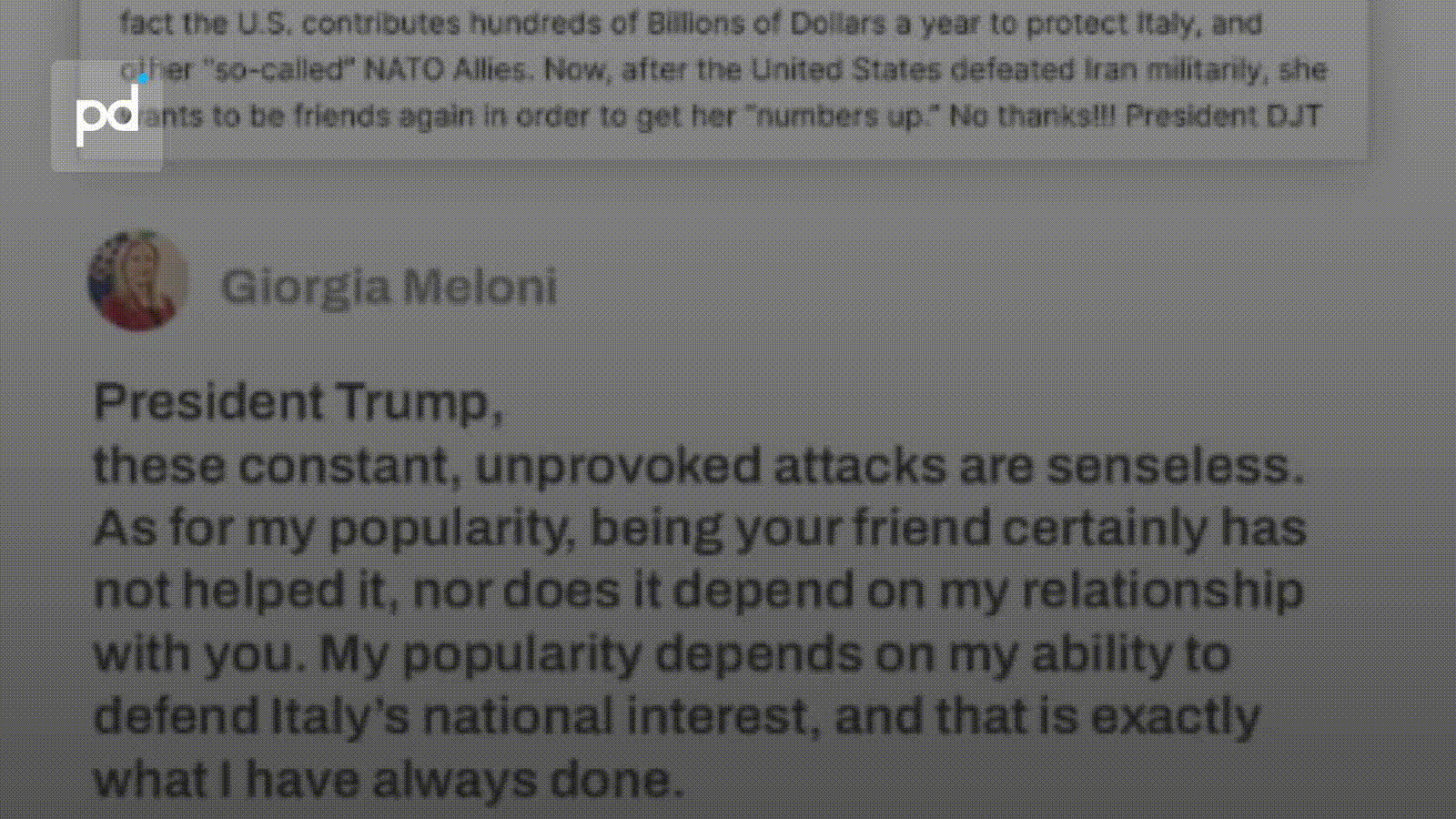 Meloni to Trump: US Military Bases in Italy Cannot Be Violated