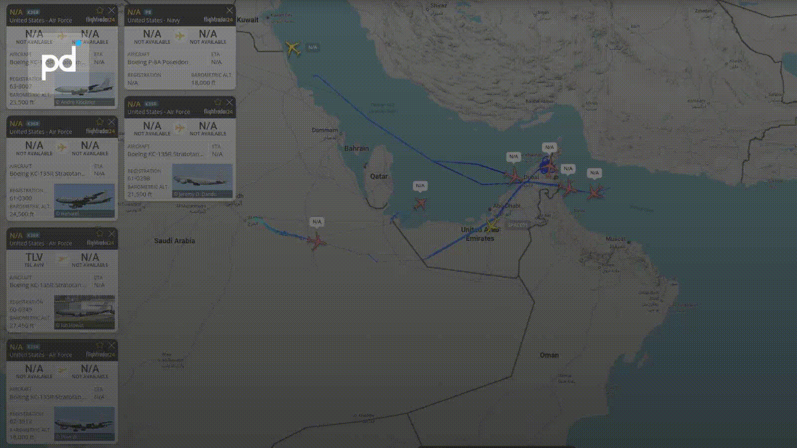US Tankers and Navy ISR Plane Active Over Hormuz Amid Stalled Talks