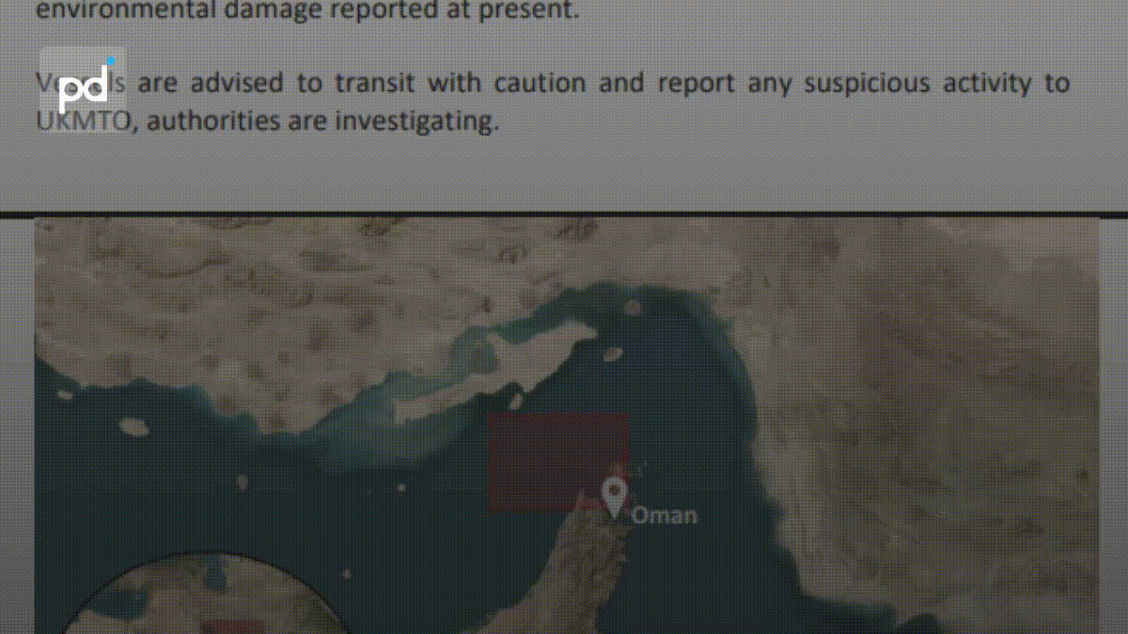 Tanker Hit by Unidentified Projectile in Strait of Hormuz, UKMTO Confirms