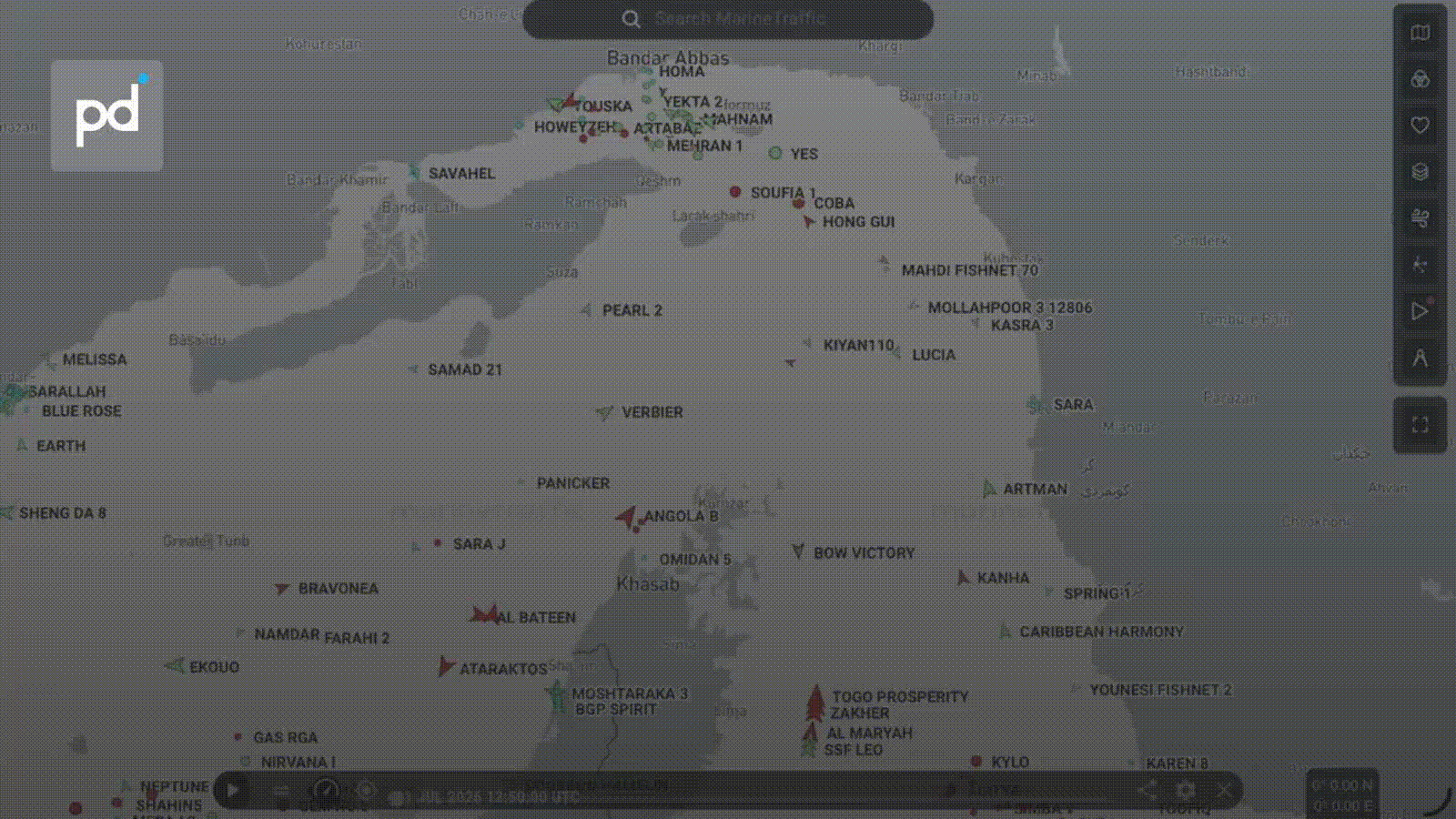 Two-Thirds of Hormuz Vessels Using Iranian Lane, AIS Data Shows