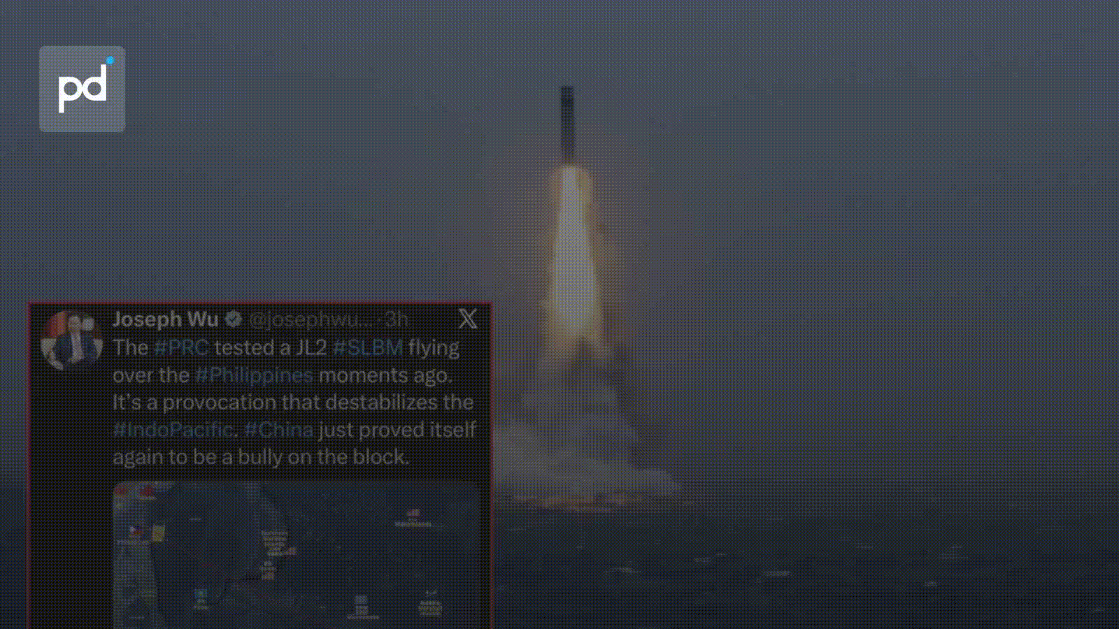 China Fires SLBM From South China Sea, Trajectory Passes North of Luzon