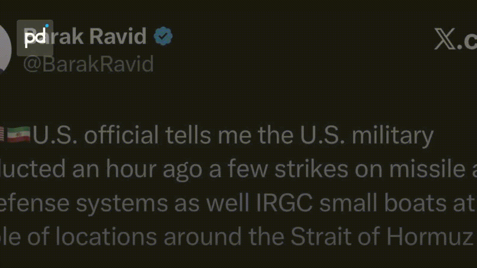US Strikes Hit Iranian Missile Systems and Air Defenses Around Hormuz