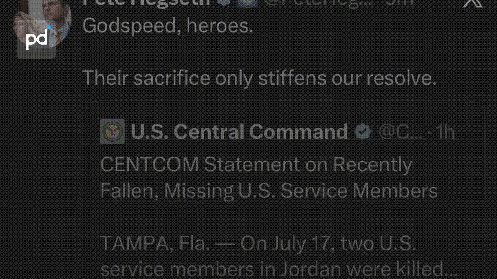 Hegseth Vows Stiffened Resolve After First US Servicemembers Killed in Jordan