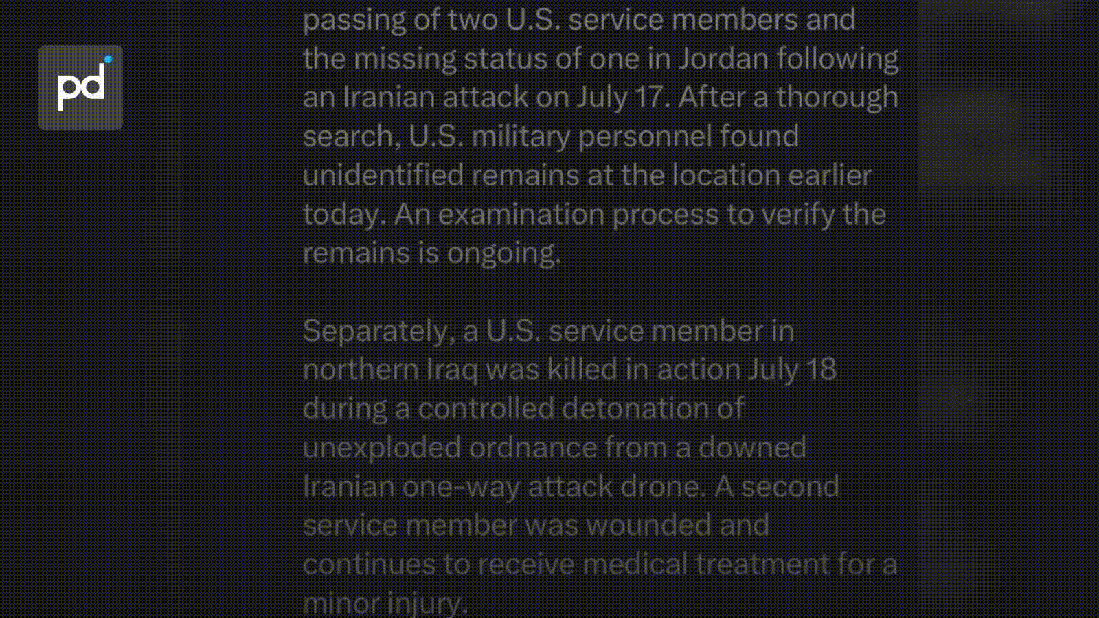 CENTCOM Confirms Third US Servicemember Dead, Unidentified Remains Found in Jordan