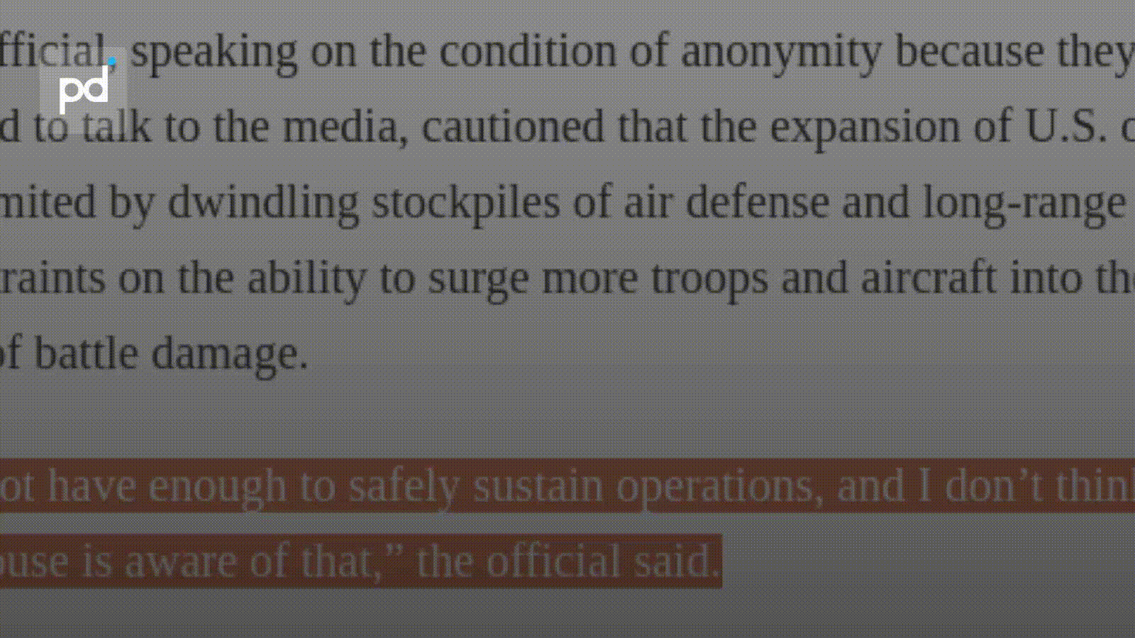 Pentagon Warns Munitions Shortfall Could Constrain Iran Campaign