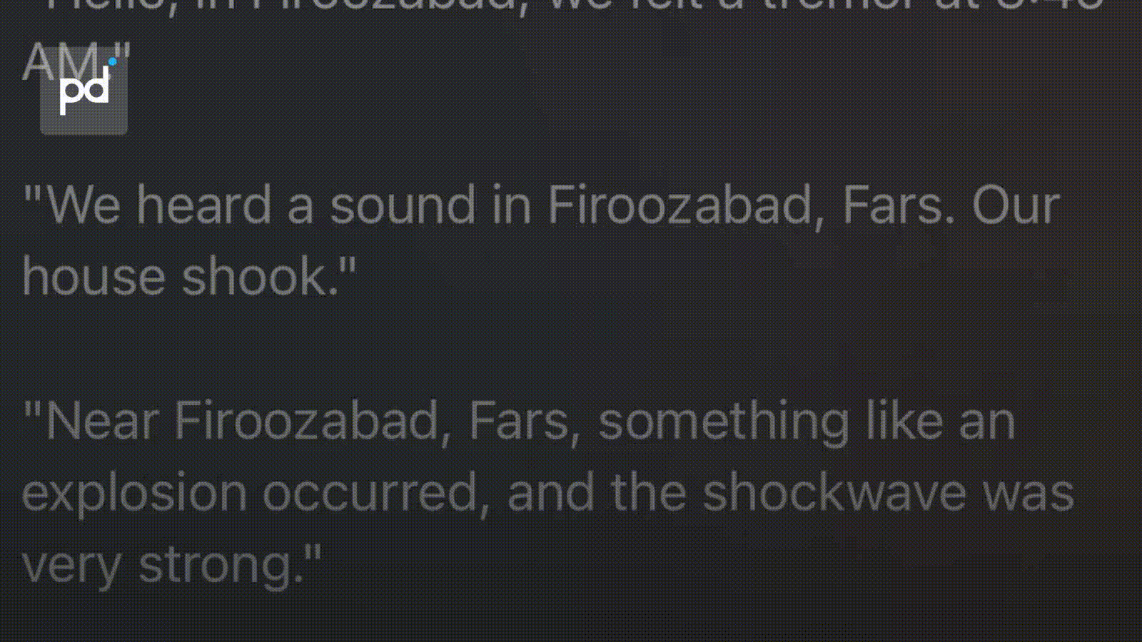 Massive Explosion Reported Near Firuzabad, Fars Province, Southwest Iran