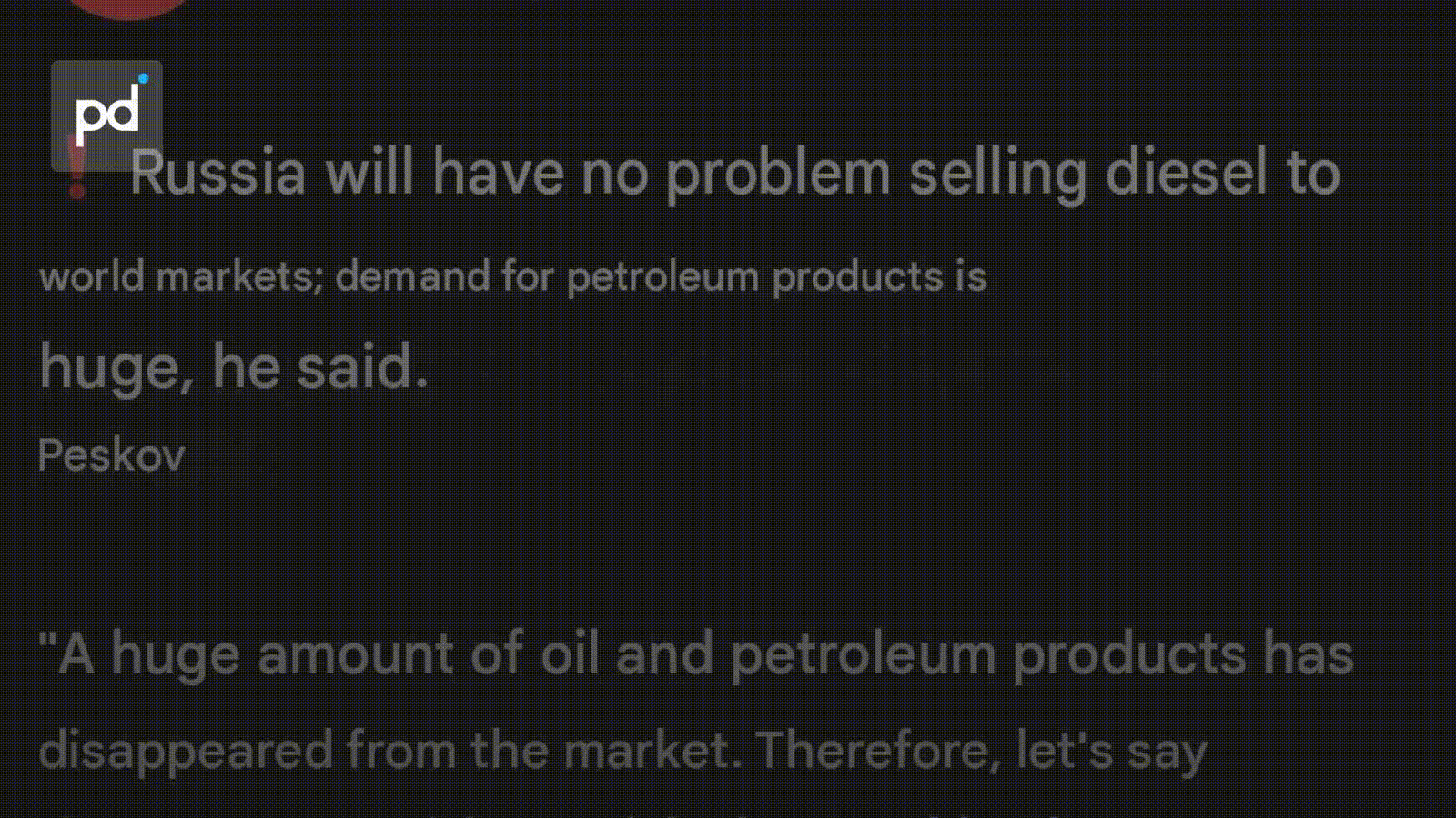 Kremlin Dismisses Diesel Supply Doubts After Trump-Russia Deal