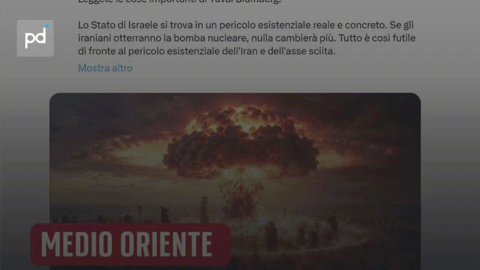 Netanyahu Posts Nuclear Bomb Image Over Tel Aviv, Warns on Iran Window