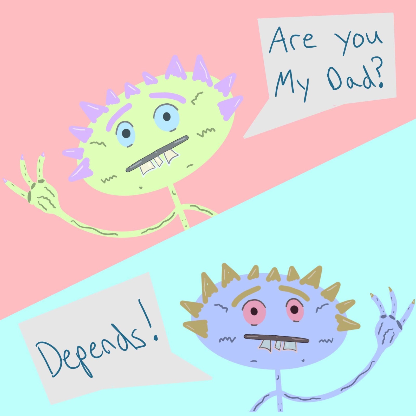 Artwork titled “Are you my dad?”