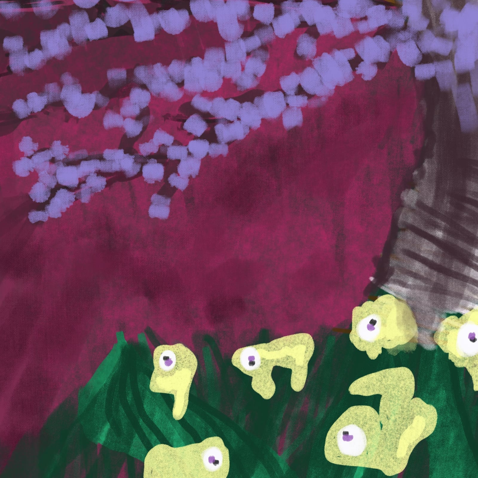 Artwork titled “Blorps under a tree”