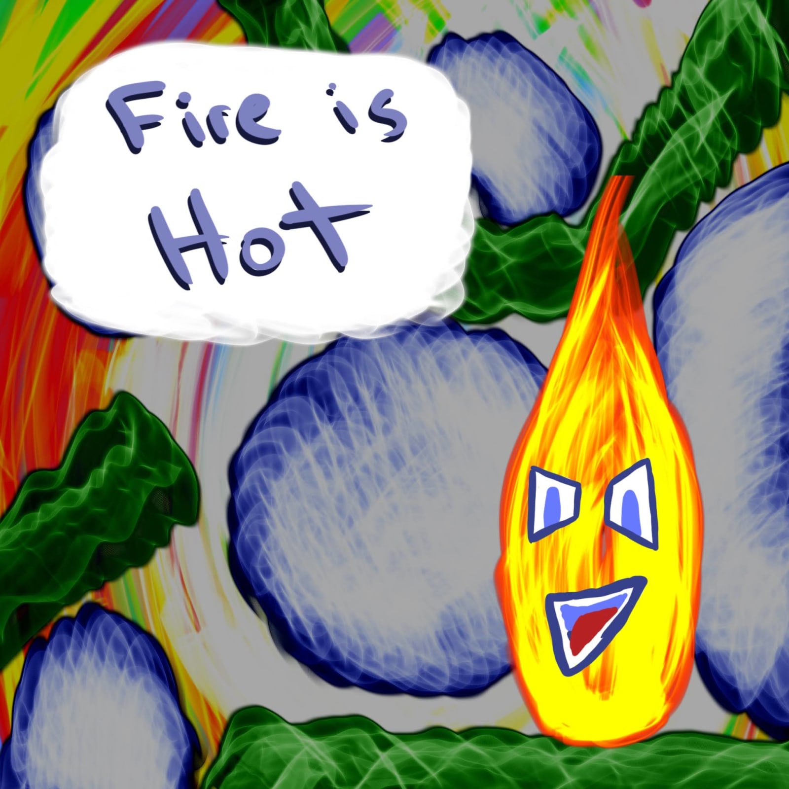 Artwork titled “Fire is hot”