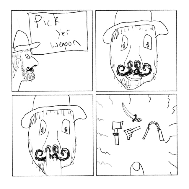 Artwork titled “Pick Yer Weapon”