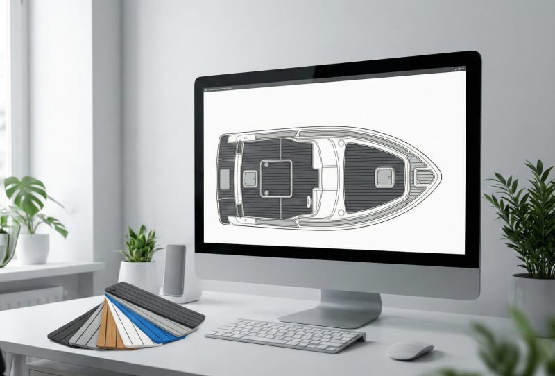 Custom flooring design layout on screen