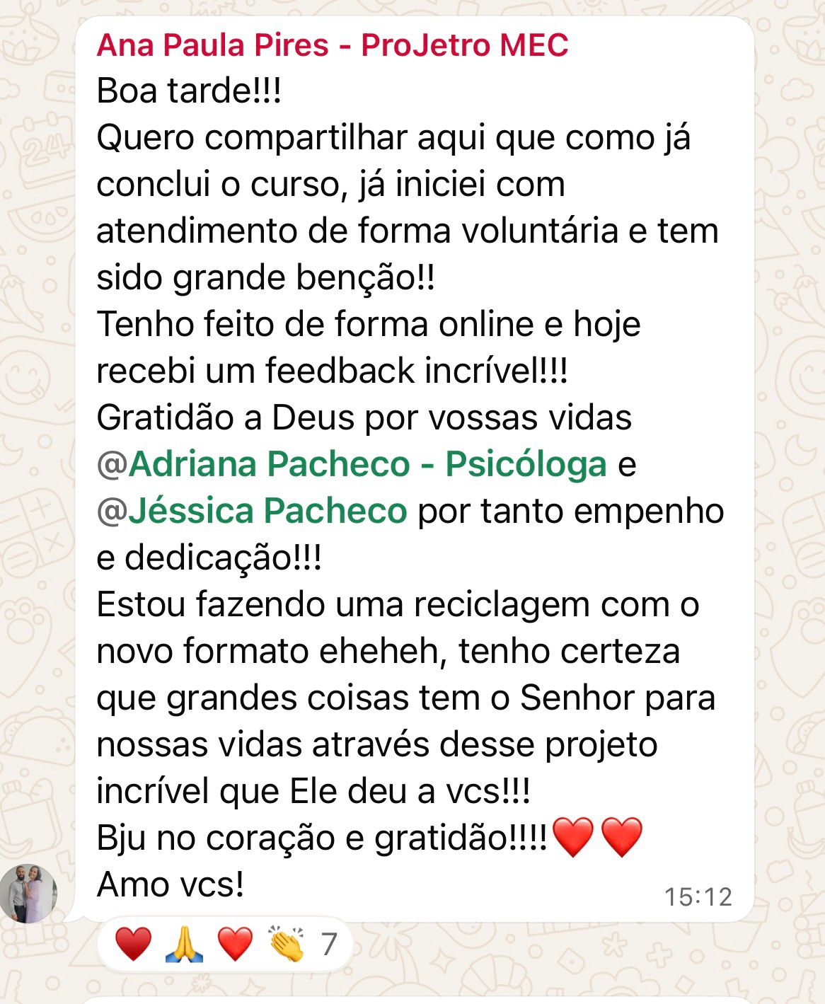 Depoimento WhatsApp